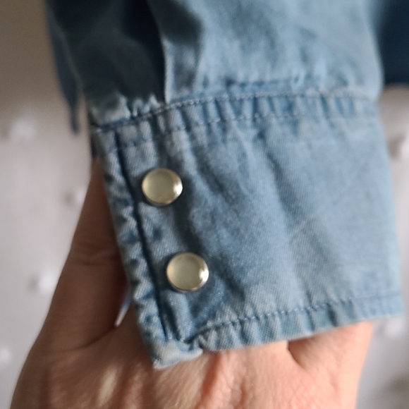 Wonderly chambray denim ruffle blouse XXL plus women's - Picture 9 of 13